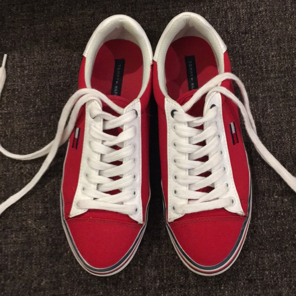 Tommy Hilfiger red tennis shoes